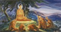 仏陀はバラナシの鹿公園で5人の僧侶に最初の説教を行った 仏教